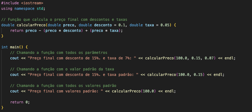 Calculadora com argumentos padrão