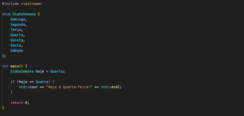 Programa com enum (enumeração)
