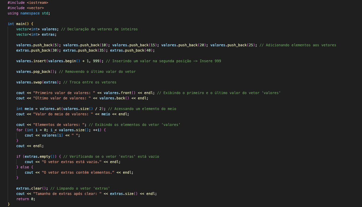 Programa utilizando vector