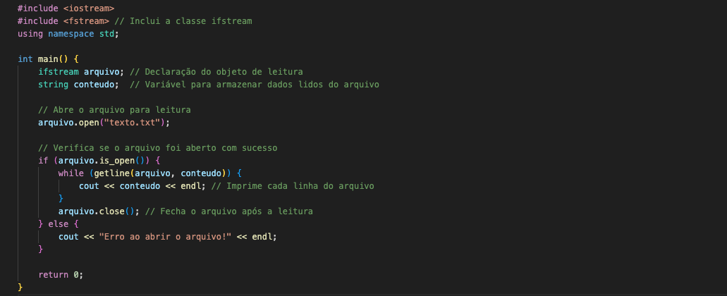 Estrutura básica para usar ifstream